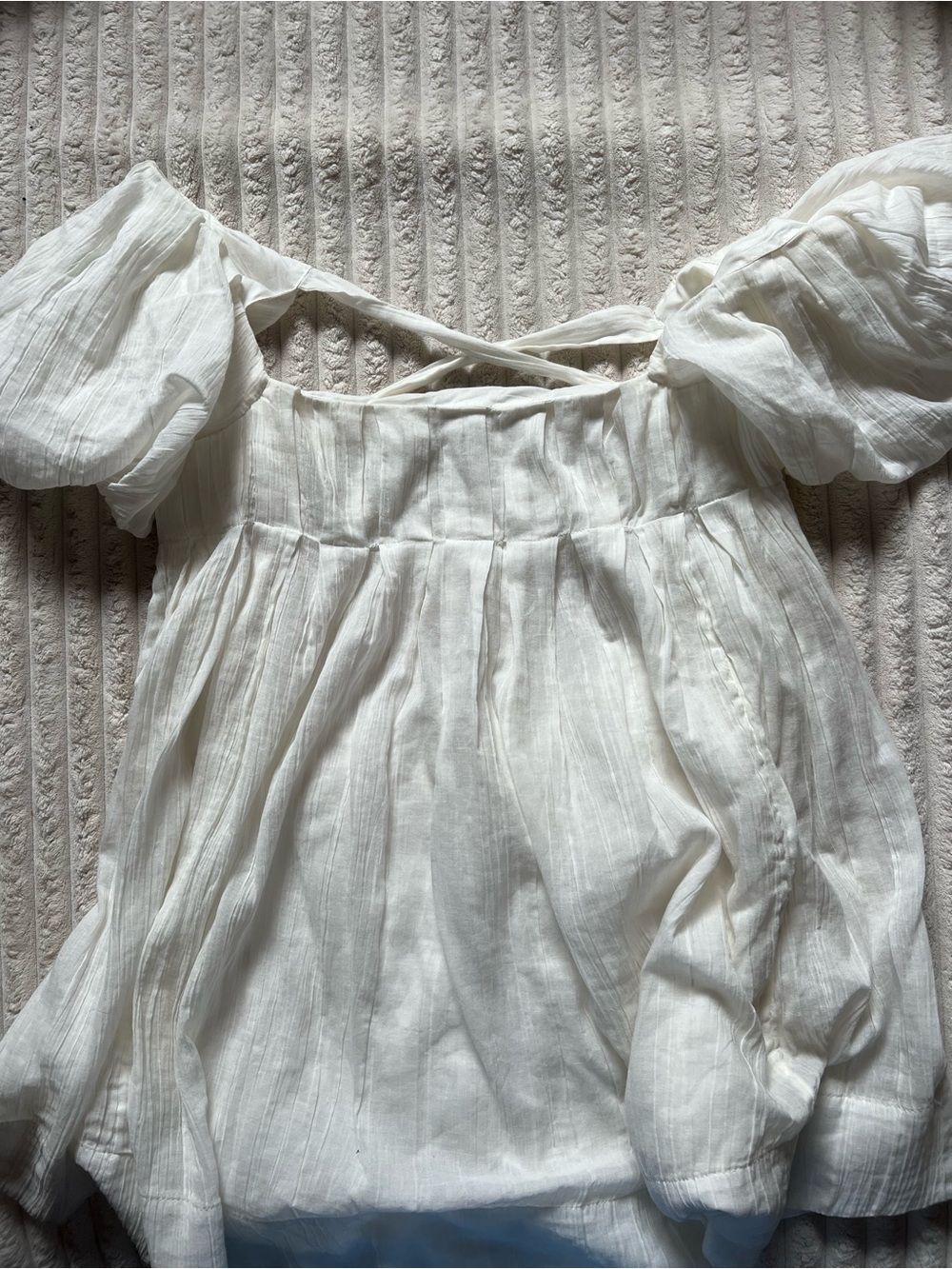 Free People Cream Off-Shoulder Puff Sleeve Dress